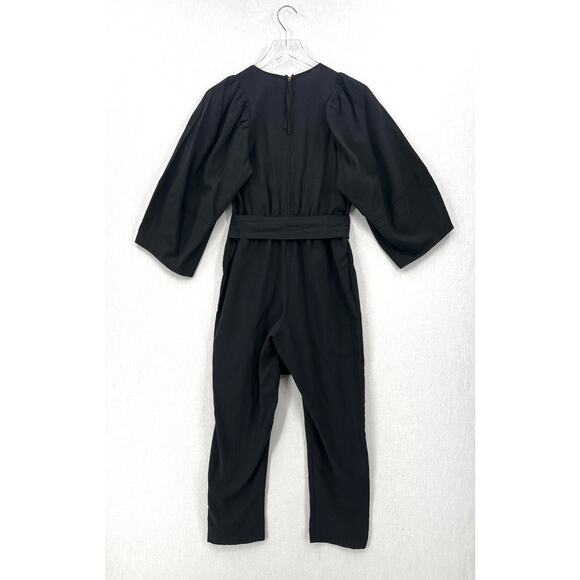 A PIECE APART Meru Jumpsuit Womens 0 Black Balloon Sleeve Belted Crop One Piece - Picture 5 of 16